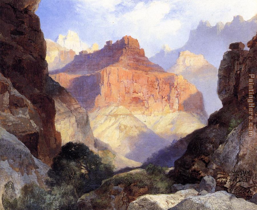 Under the Red Wall,Grand Canyon of Arizona painting - Thomas Moran Under the Red Wall,Grand Canyon of Arizona art painting